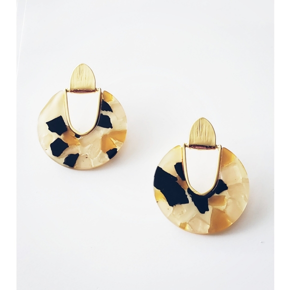 Multi Colored Resin/Acrylic Statement Earrings - Picture 2 of 6